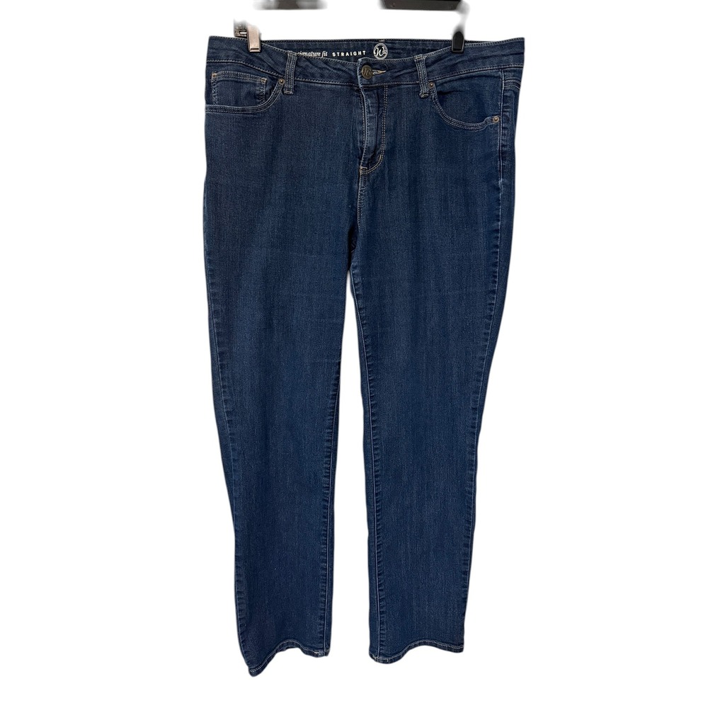 W Woman Straight Leg Jeans Women 14 Dark Wash Signature Fit Stretch Denim 2167‎